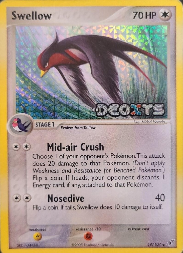 Reverse Holo Swellow 49/107, Deoxys Pokémon card