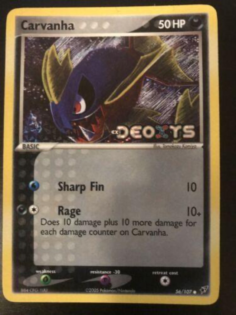 Reverse Holo Carvanha 56/107, Deoxys Pokémon card