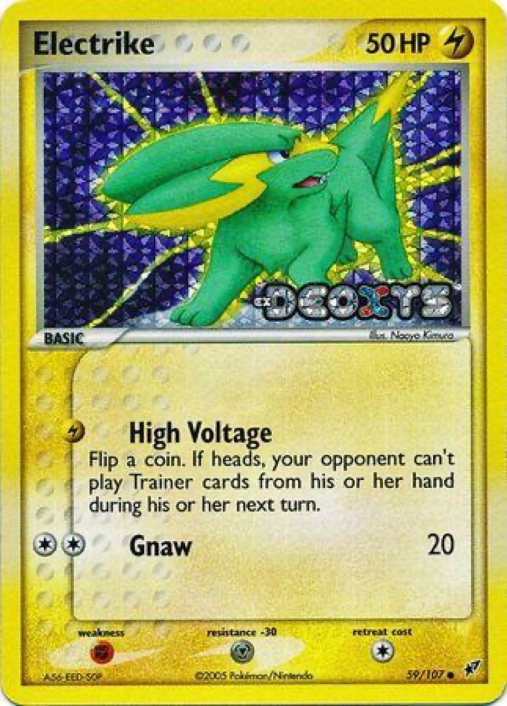 Reverse Holo Electrike 59/107, Deoxys Pokémon card