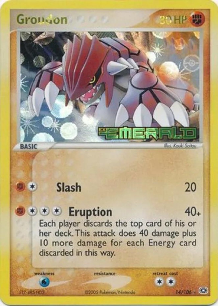 Reverse Holo Groudon 14/106, Emerald Pokémon card
