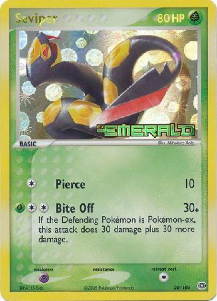 Reverse Holo Seviper 20/106, Emerald Pokémon card