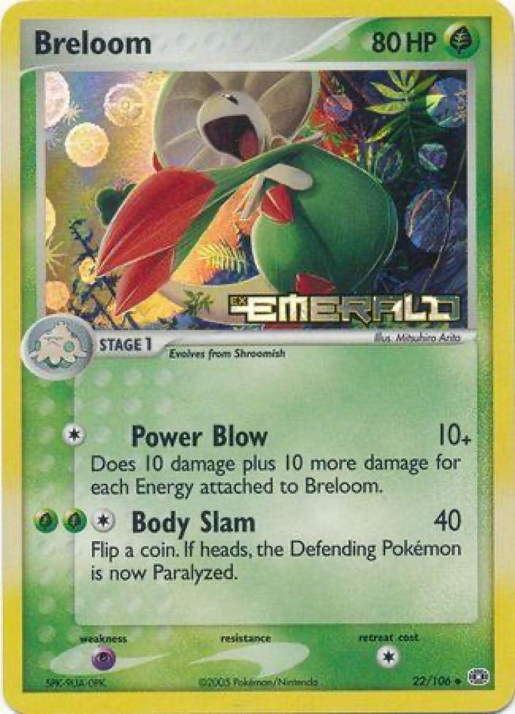Reverse Holo Breloom 22/106, Emerald Pokémon card