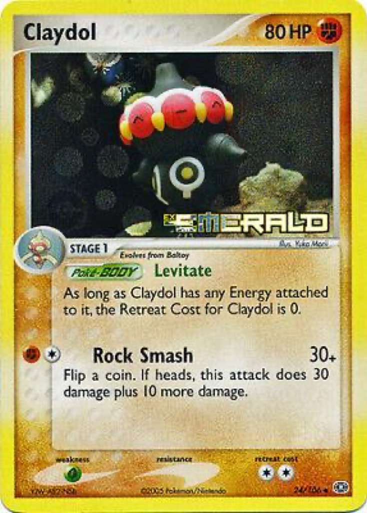 Reverse Holo Claydol 24/106, Emerald Pokémon card