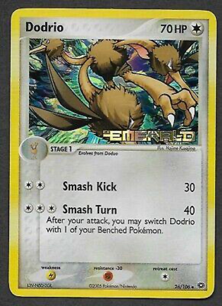 Reverse Holo Dodrio 26/106, Emerald Pokémon card