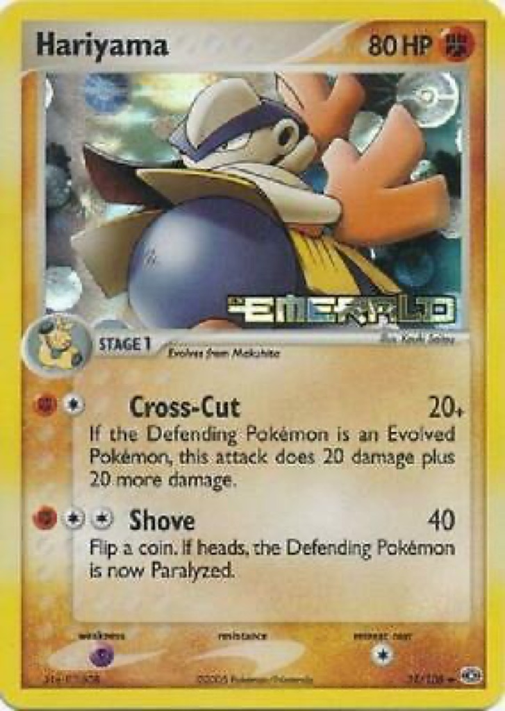Reverse Holo Hariyama 31/106, Emerald Pokémon card