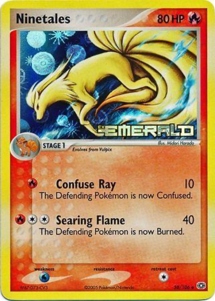 Reverse Holo Ninetales 38/106, Emerald Pokémon card