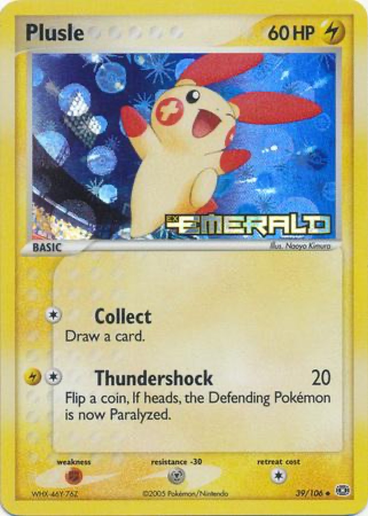 Reverse Holo Plusle 39/106, Emerald Pokémon card