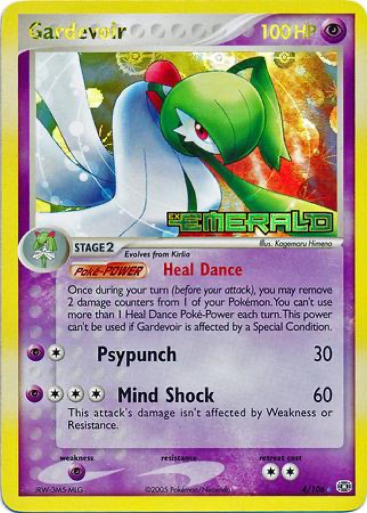 Reverse Holo Gardevoir 4/106, Emerald Pokémon card