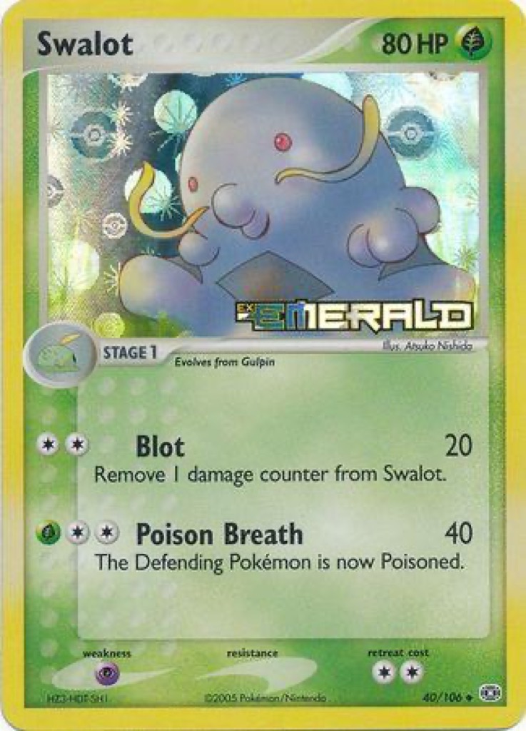 Reverse Holo Swalot 40/106, Emerald Pokémon card