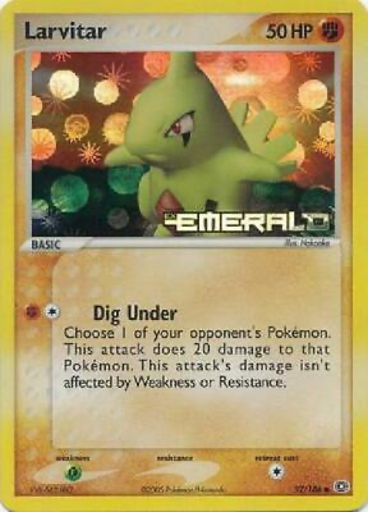 Reverse Holo Larvitar 52/106, Emerald Pokémon card