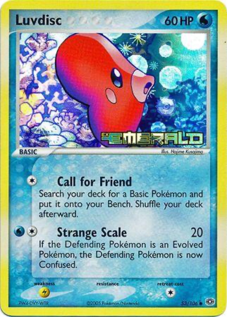 Reverse Holo Luvdisc 53/106, Emerald Pokémon card