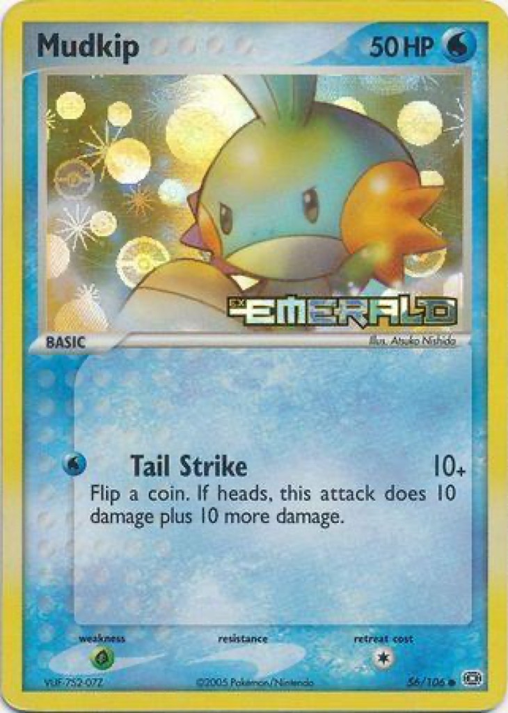 Reverse Holo Mudkip 56/106, Emerald Pokémon card