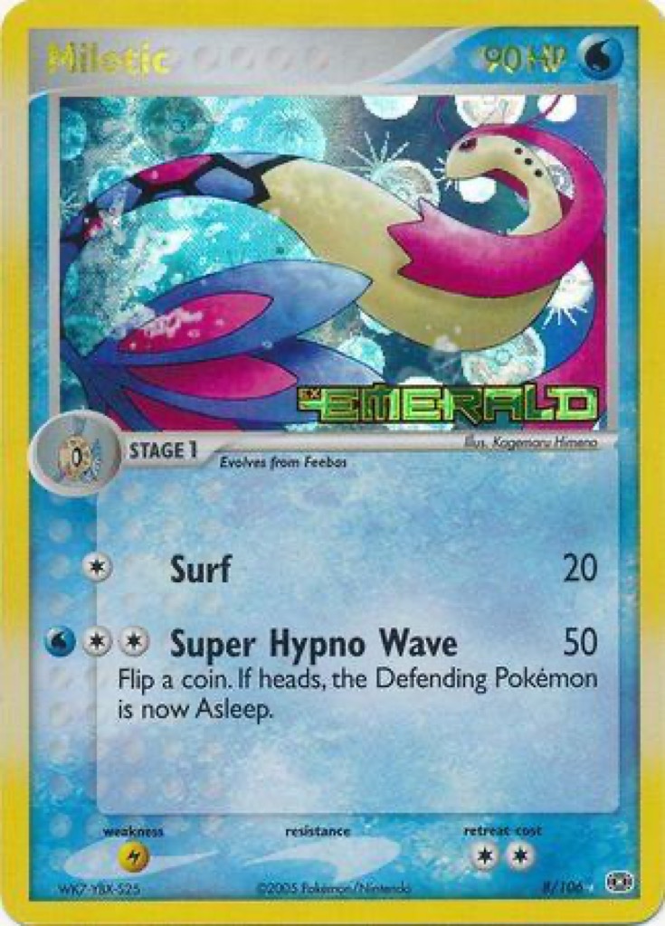 Reverse Holo Milotic 8/106, Emerald Pokémon card