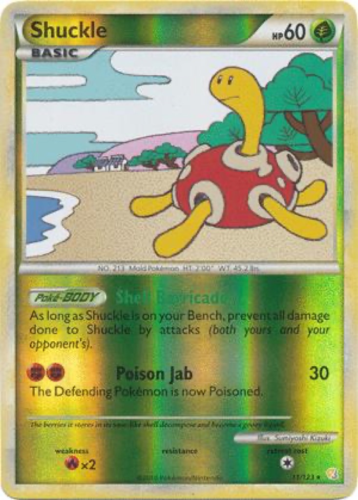 Reverse Holo Shuckle 11/123, HeartGold & SoulSilver Pokémon card