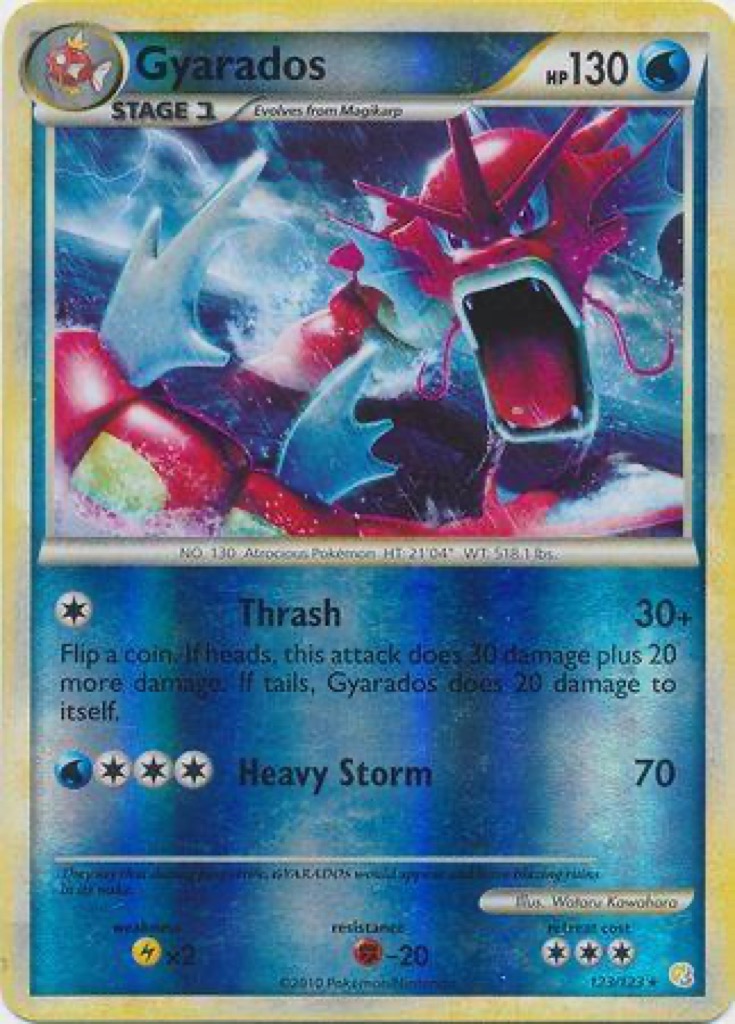 Reverse Holo Gyarados 123/123, HeartGold & SoulSilver Pokémon card