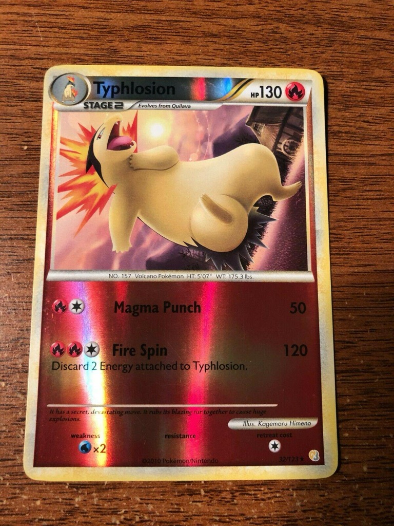Reverse Holo Typhlosion 32/123, HeartGold & SoulSilver Pokémon card