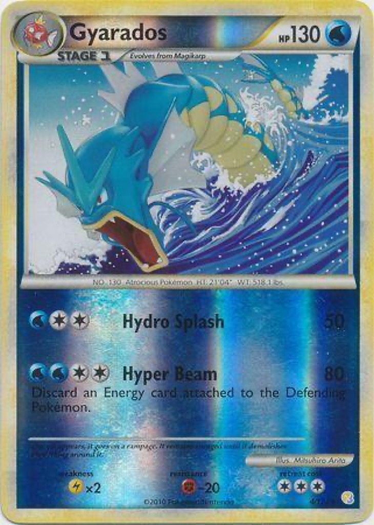 Reverse Holo Gyarados 4/123, HeartGold & SoulSilver Pokémon card