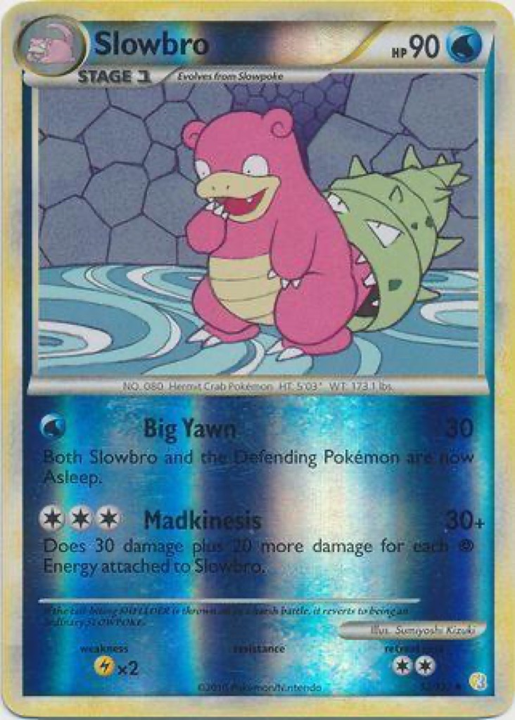 Reverse Holo Slowbro 52/123, HeartGold & SoulSilver Pokémon card