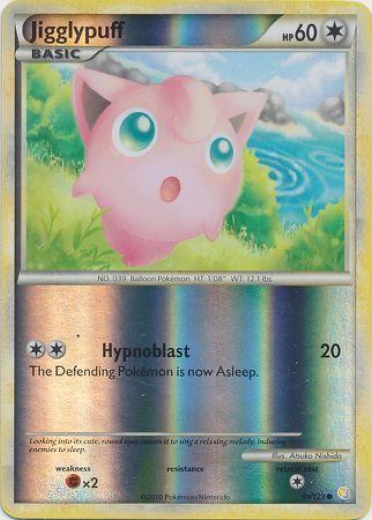 Reverse Holo Jigglypuff 68/123, HeartGold & SoulSilver Pokémon card