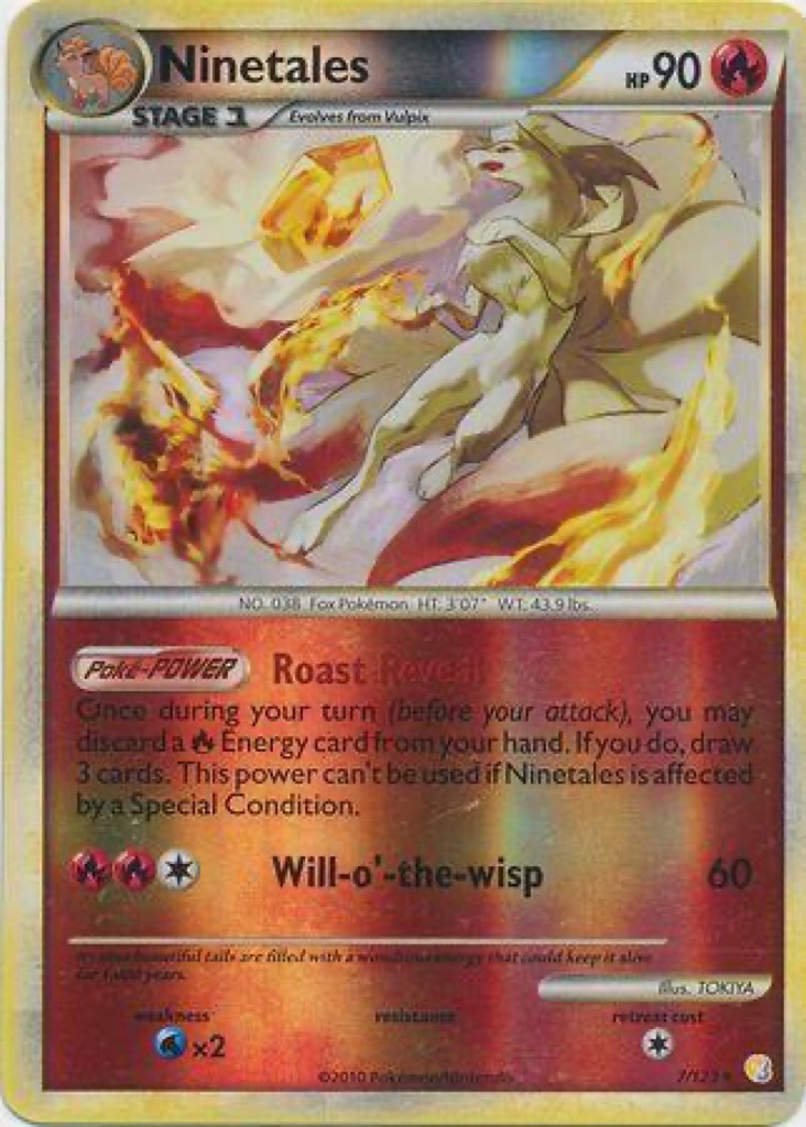 Reverse Holo Ninetales 7/123, HeartGold & SoulSilver Pokémon card