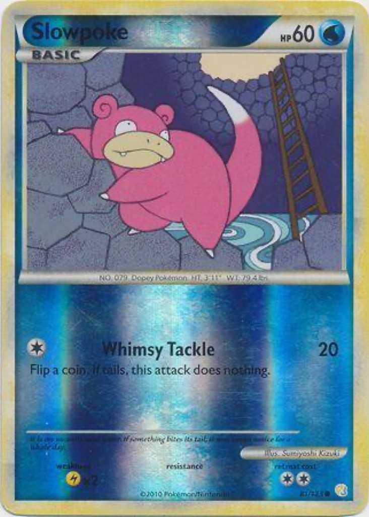 Reverse Holo Slowpoke 81/123, HeartGold & SoulSilver Pokémon card