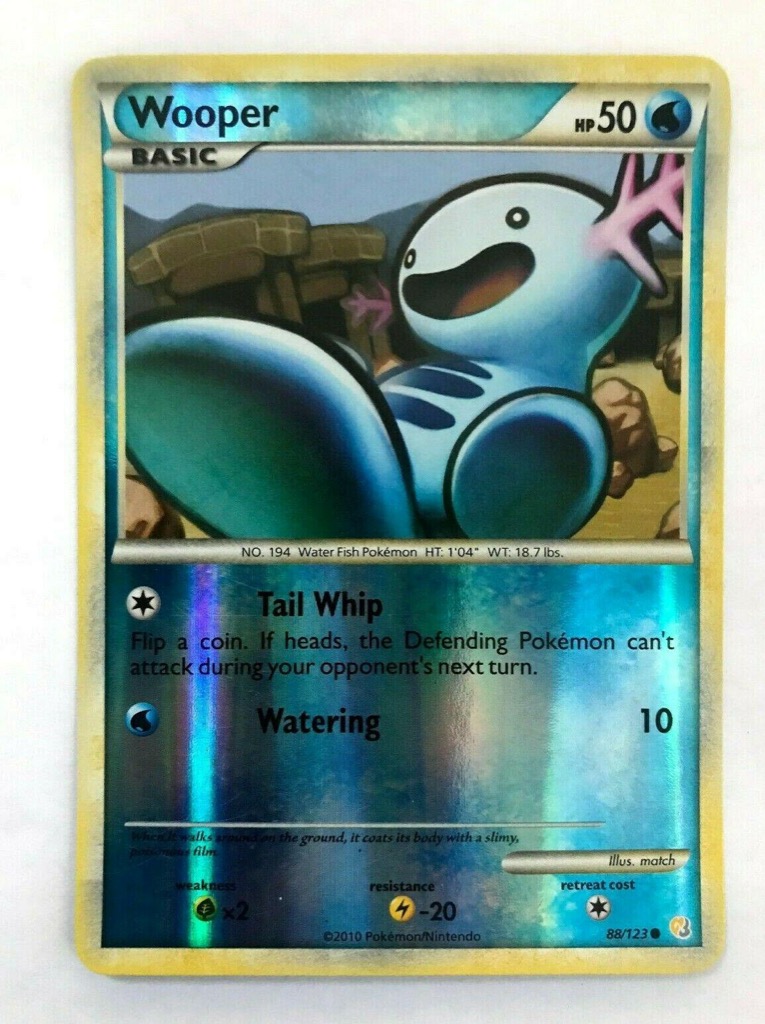 Reverse Holo Wooper 88/123, HeartGold & SoulSilver Pokémon card