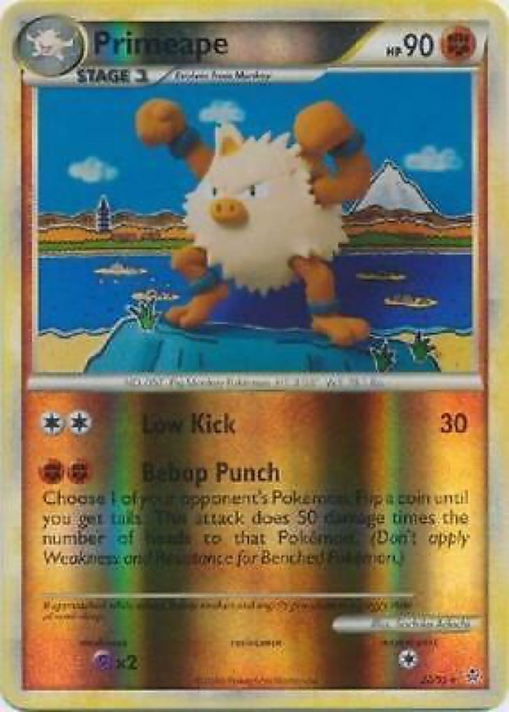 Reverse Holo Primeape 22/95, HS—Unleashed Pokémon card