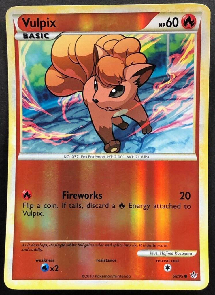 Reverse Holo Vulpix 68/95, HS—Unleashed Pokémon card