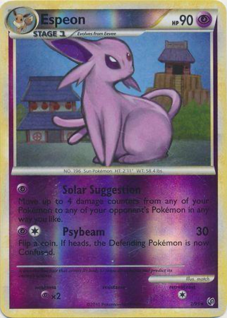 Reverse Holo Espeon 2/90, HS—Undaunted Pokémon card