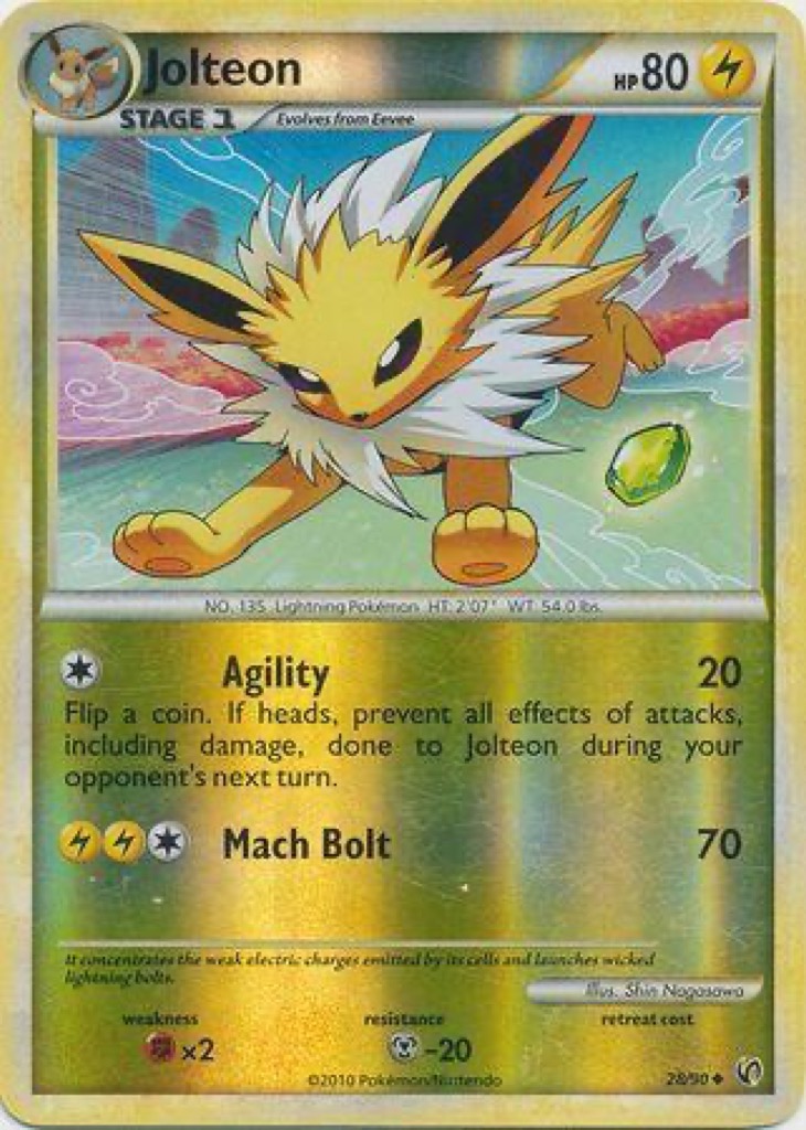 Reverse Holo Jolteon 28/90, HS—Undaunted Pokémon card
