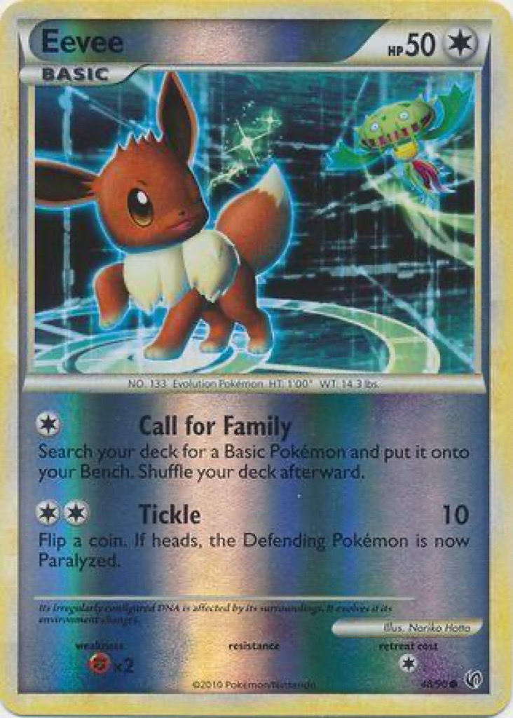 Reverse Holo Eevee 48/90, HS—Undaunted Pokémon card
