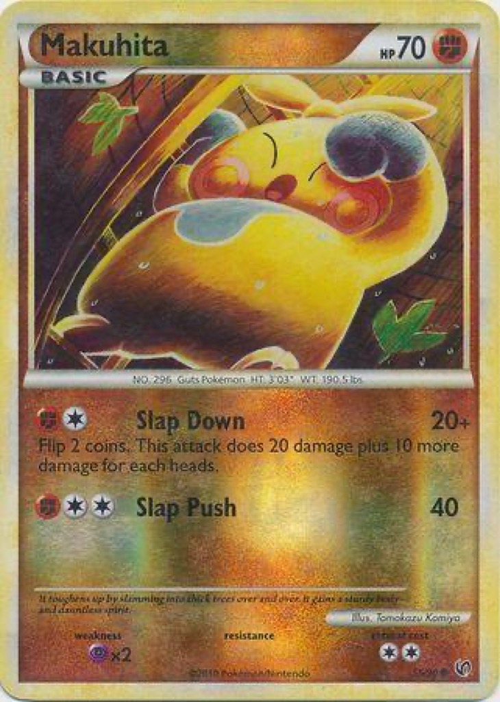Reverse Holo Makuhita 55/90, HS—Undaunted Pokémon card