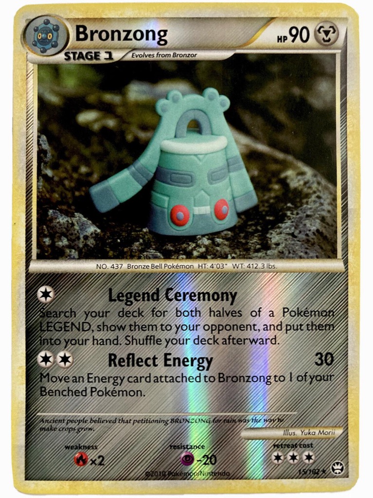 Reverse Holo Bronzong 15/102, HS—Triumphant Pokémon card