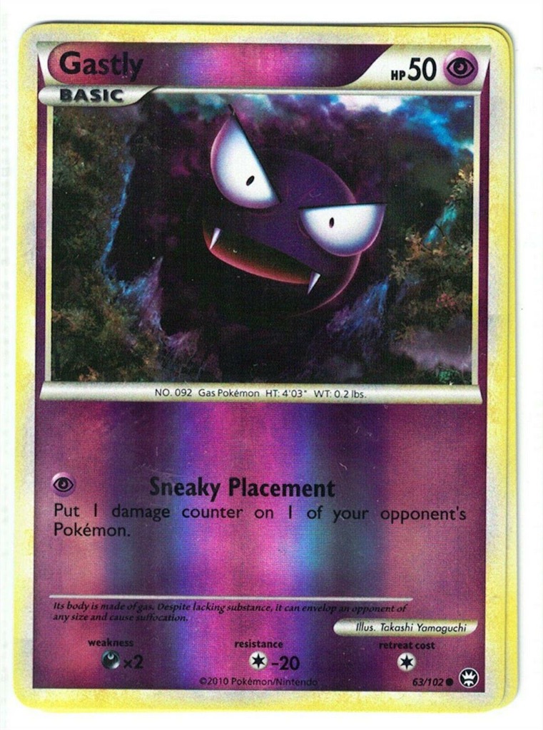 Reverse Holo Gastly 63/102, HS—Triumphant Pokémon card