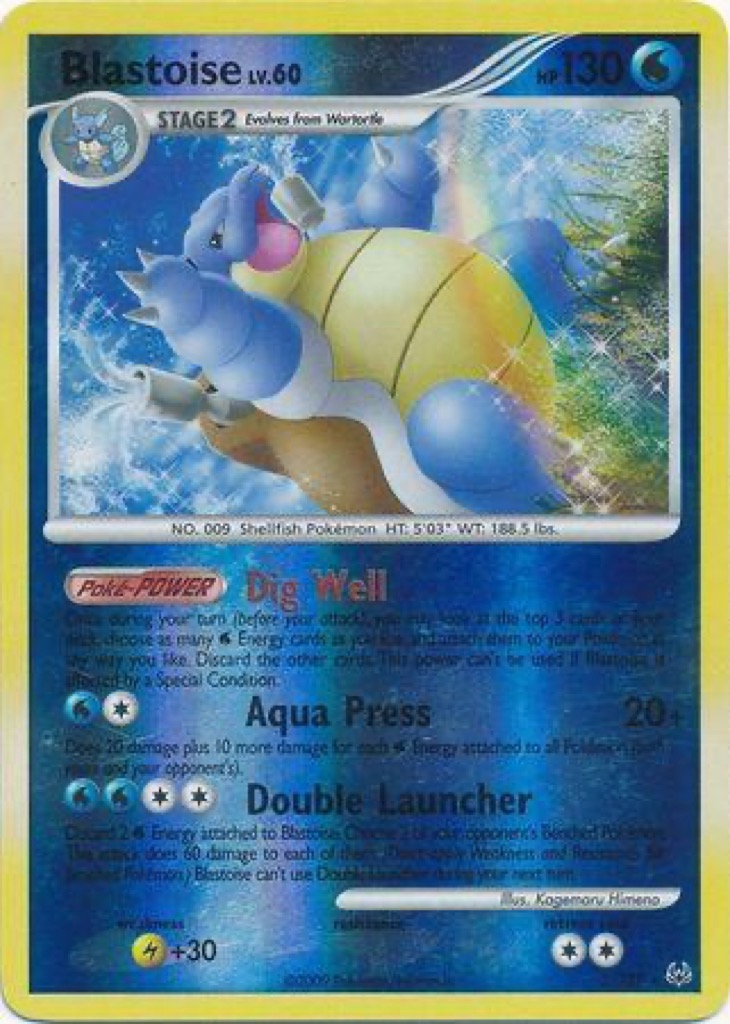Reverse Holo Blastoise 2/127, Platinum Pokémon card