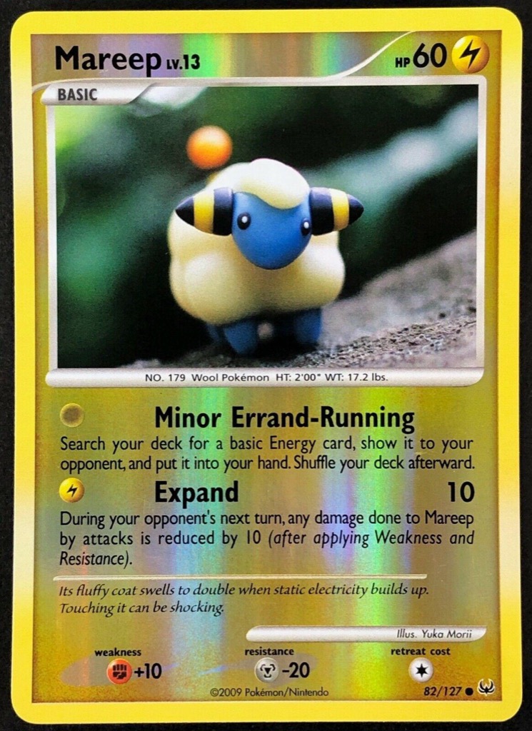 Reverse Holo Mareep 82/127, Platinum Pokémon card