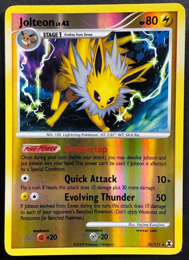 Reverse Holo Jolteon 26/111, Rising Rivals Pokémon card