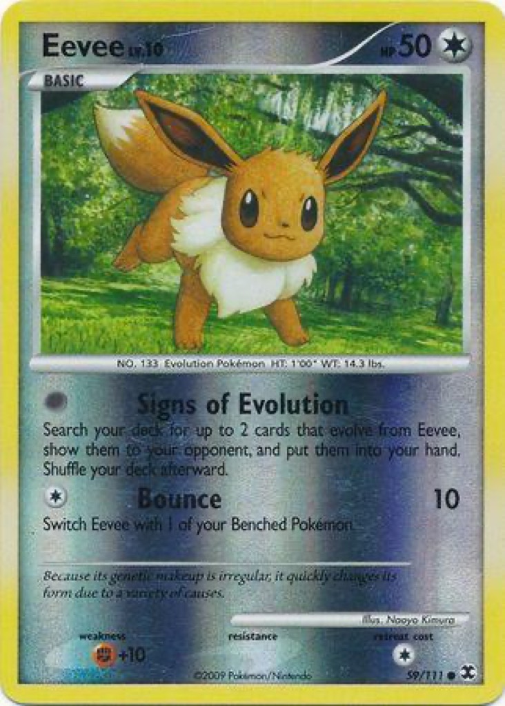 Reverse Holo Eevee 59/111, Rising Rivals Pokémon card