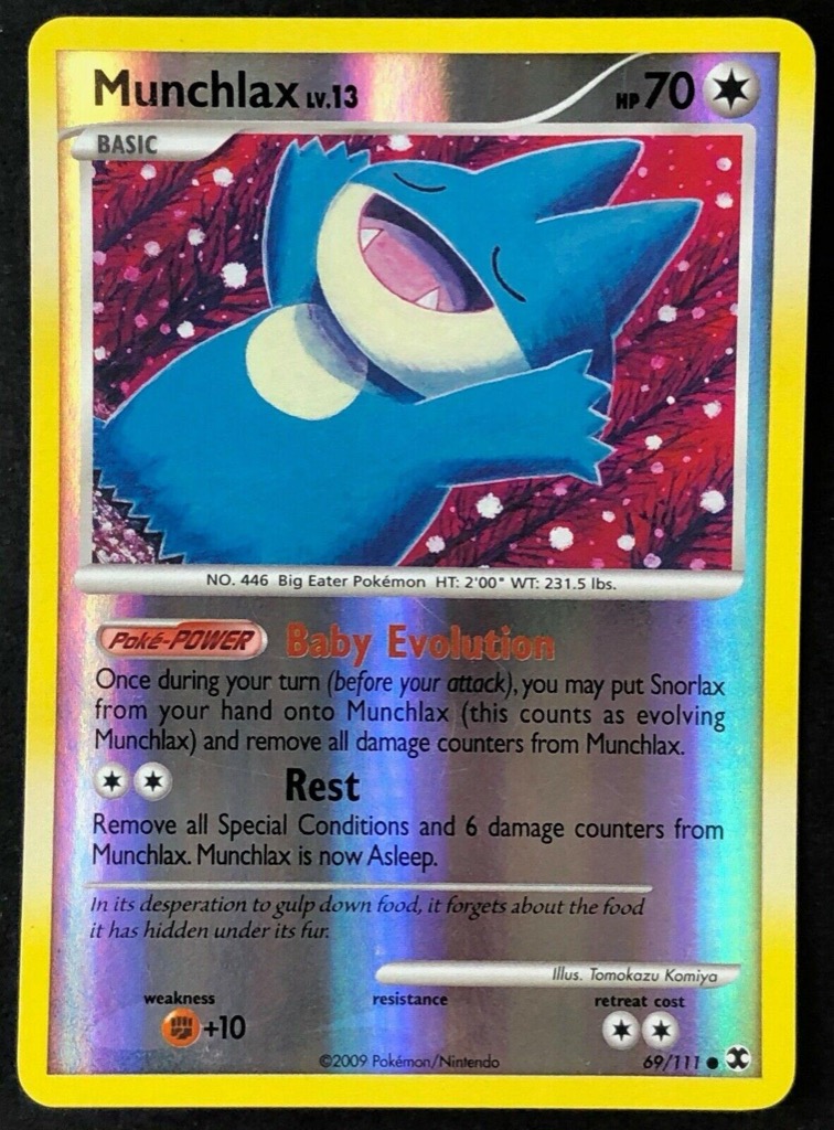 Reverse Holo Munchlax 69/111, Rising Rivals Pokémon card