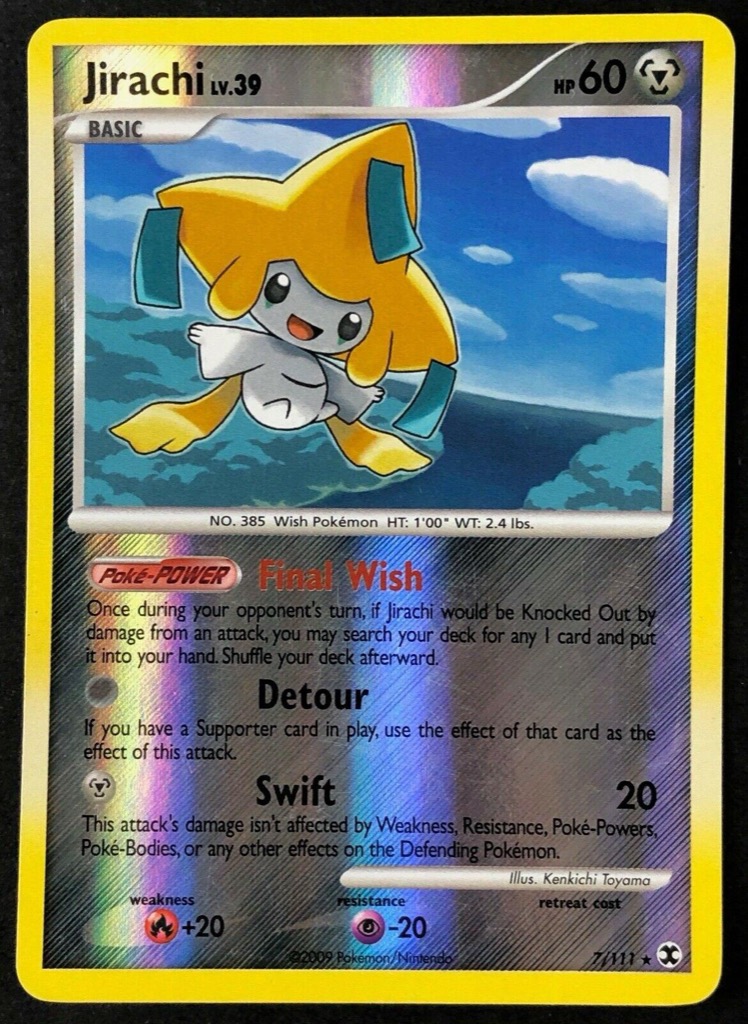Reverse Holo Jirachi 7/111, Rising Rivals Pokémon card