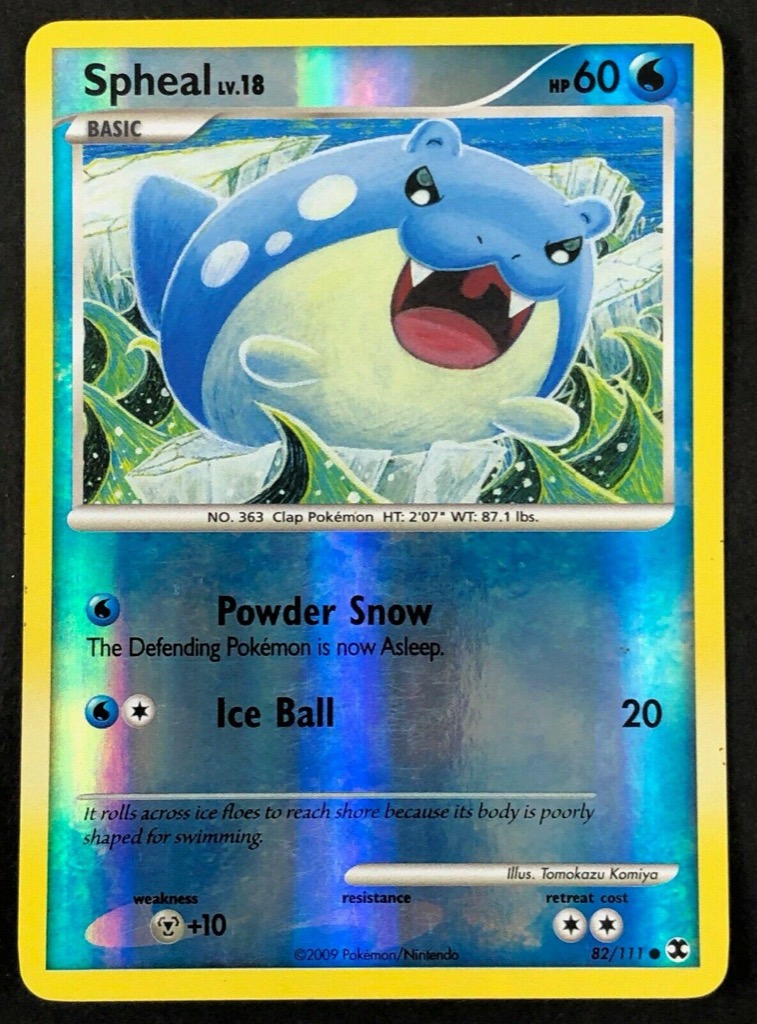 Reverse Holo Spheal 82/111, Rising Rivals Pokémon card