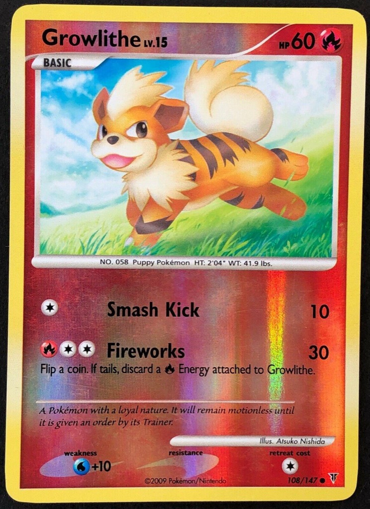 Reverse Holo Growlithe 108/147, Supreme Victors Pokémon card