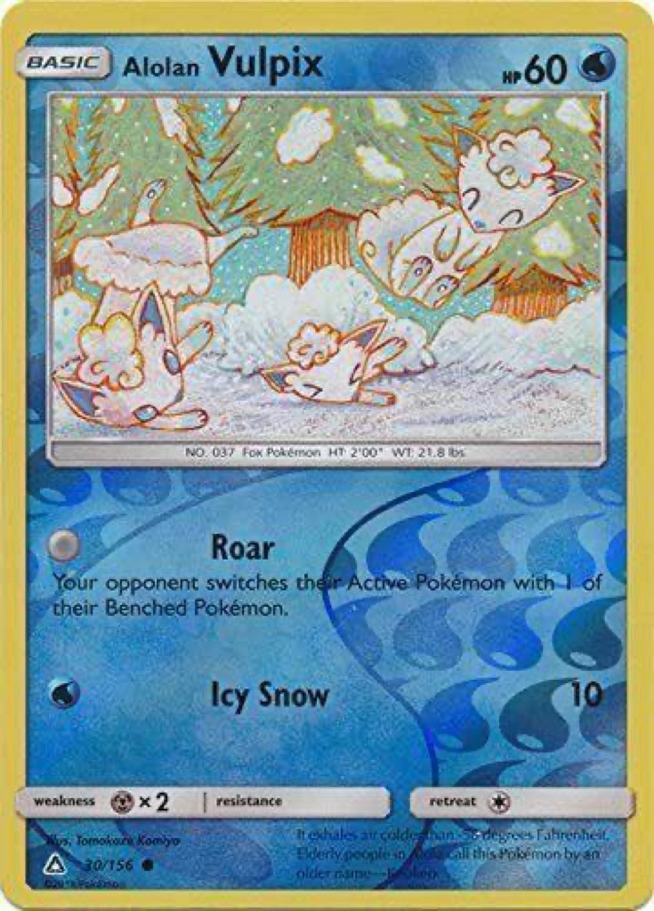 Reverse Holo Alolan Vulpix 30/156, Ultra Prism Pokémon card