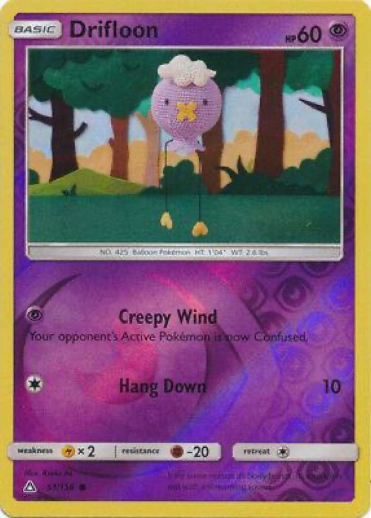 Reverse Holo Drifloon 51/156, Ultra Prism Pokémon card
