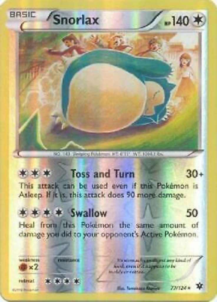 Reverse Holo Snorlax 77/124, Fates Collide Pokémon card