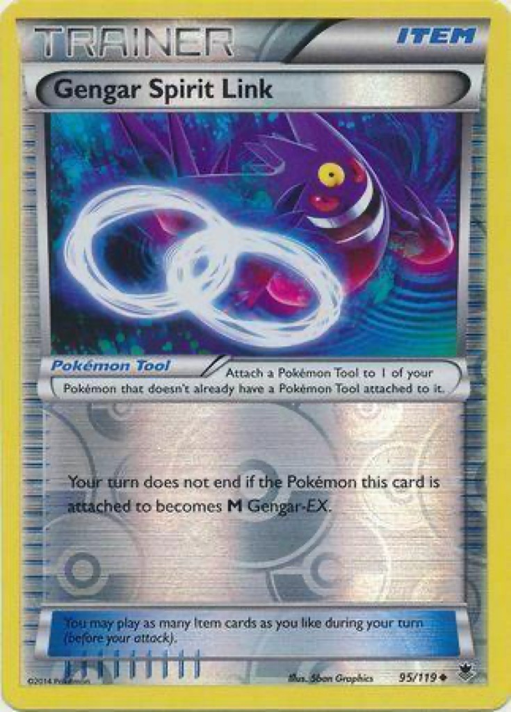 Reverse Holo Gengar Spirit Link 95/119, Phantom Forces Pokémon card