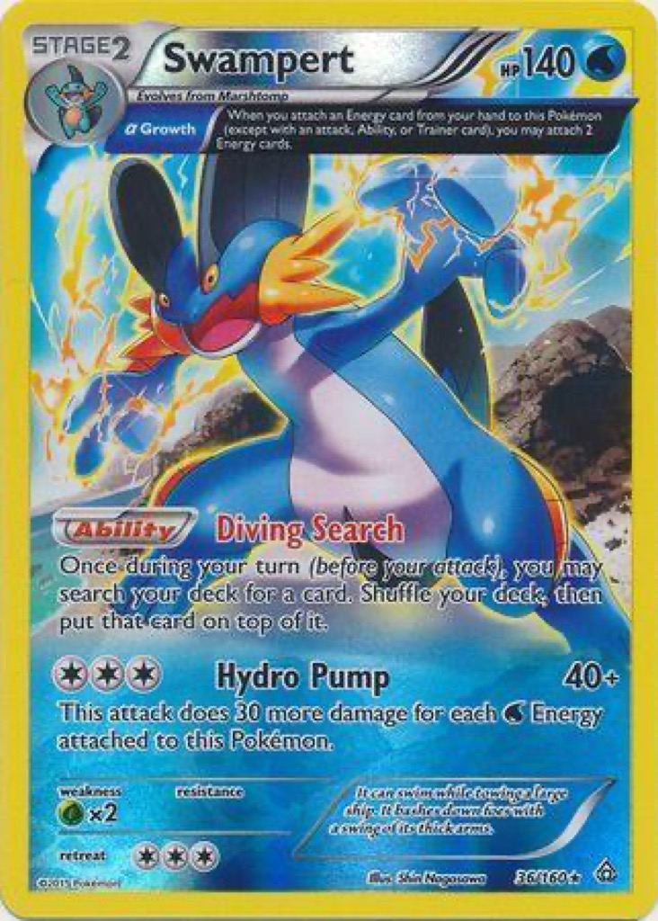Reverse Holo Swampert 36/160, Primal Clash Pokémon card
