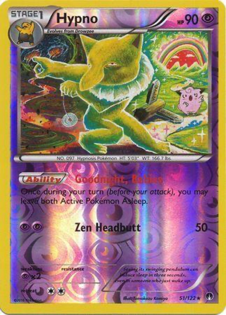 Reverse Holo Hypno 51/122, BREAKpoint Pokémon card