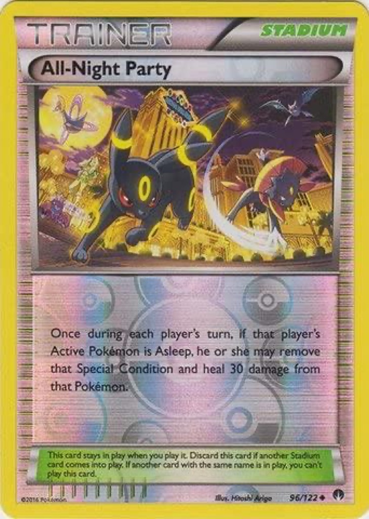 Reverse Holo All-Night Party 96/122, BREAKpoint Pokémon card