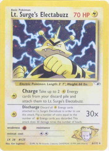 Lt. Surge's Electabuzz 6/132 from Gym Heroes
